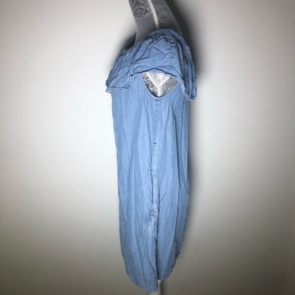 LOFT Blue Chambray Off the Shoulder Dress - Picture 3 of 7
